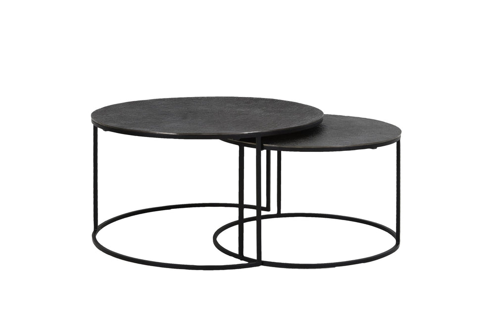 RENGO Coffee Table — Ø61x37 & Texture Black Nickel - Canwell Interiors Limited - Light & Living