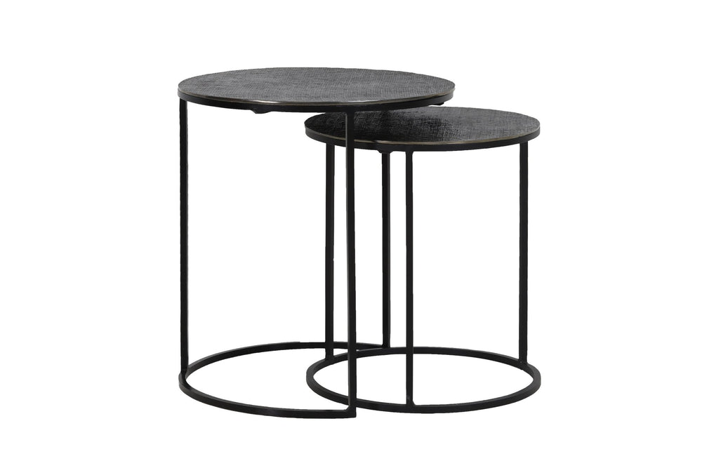 RENGO Side Table — Ø41x46 & Texture Black Nickel - Canwell Interiors Limited - Light & Living