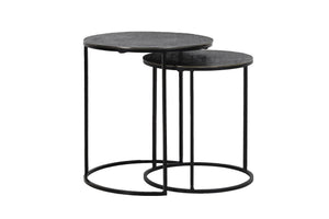 RENGO Side Table — Ø41x46 & Texture Black Nickel - Canwell Interiors Limited - Light & Living