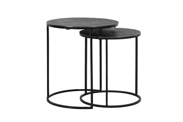 RENGO Side Table — Ø41x46 & Texture Black Nickel - Canwell Interiors Limited - Light & Living