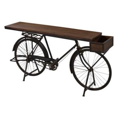 Retro Bicycle Table ( Sa - 8136 )/ Reclaimed Items Are Eco - Friendly and Lovingly Produced. Each Item Is Unique and Hand Crafted, No Two Items Are Identical. Picture Is for Illustration Purpose Only.