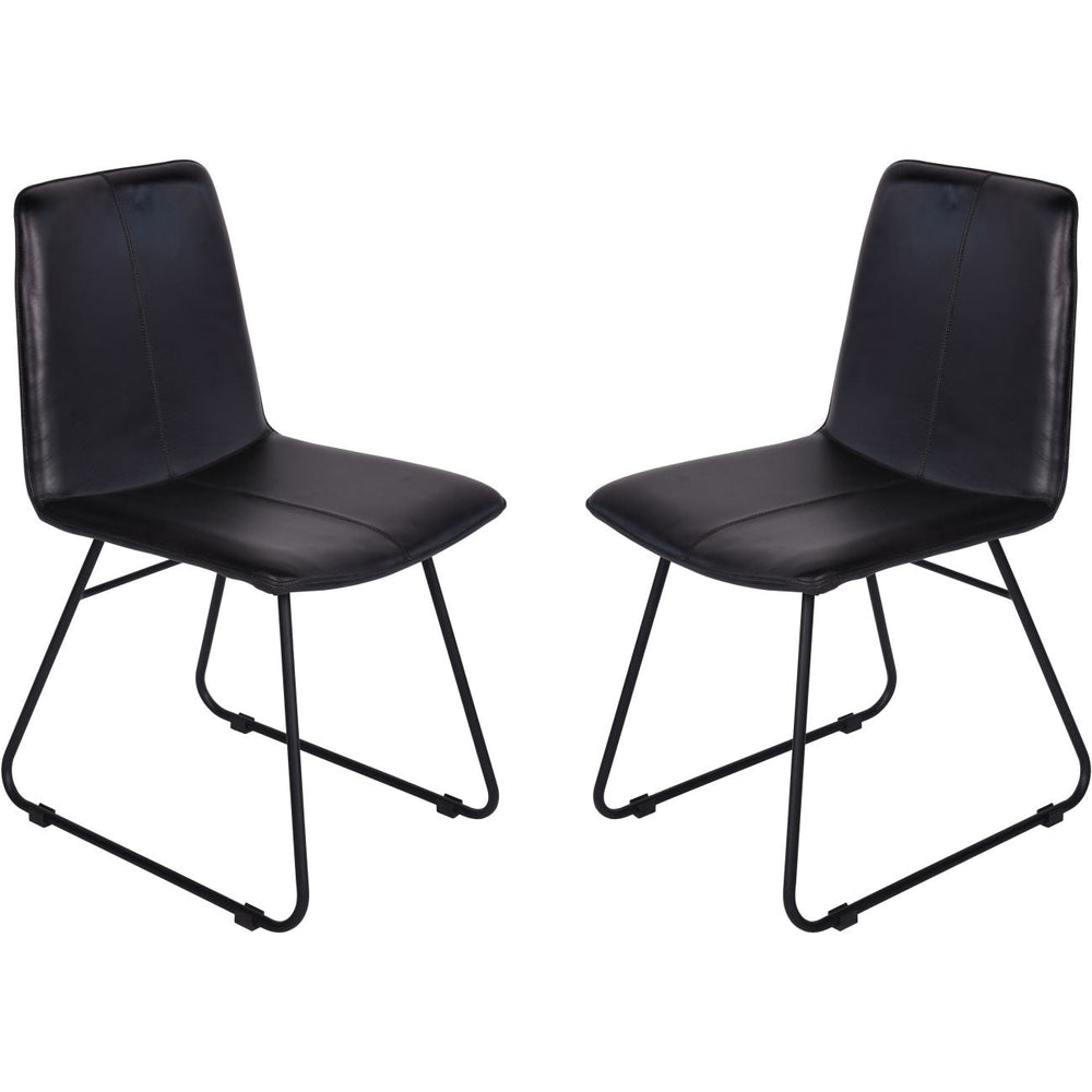Robinson Pair of Leather Dining Chairs in Charcoal - XShowhome Limited - Libra