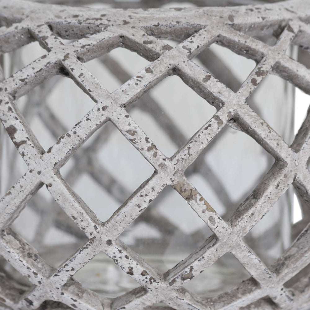 Round Ceramic Lattice Hurricane Lantern - Canwell Interiors Limited - Hills