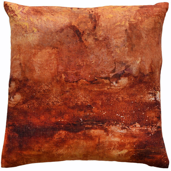 Rust Colour Abstract on Faux Linen 45x45 - Canwell Interiors Limited - Malini