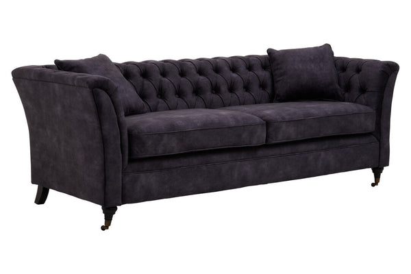 Sabrina Three Seat Grey Velvet Sofa - Canwell Interiors Limited - Xshowhome