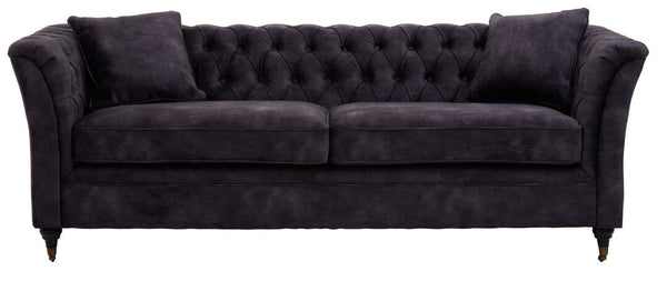 Sabrina Three Seat Grey Velvet Sofa - Canwell Interiors Limited - Xshowhome