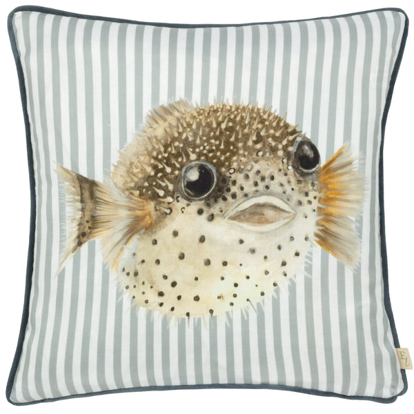 Salcombe Puffer Fish 43x43 Feather Filled Cushion Multi - Canwell Interiors Limited - Riva