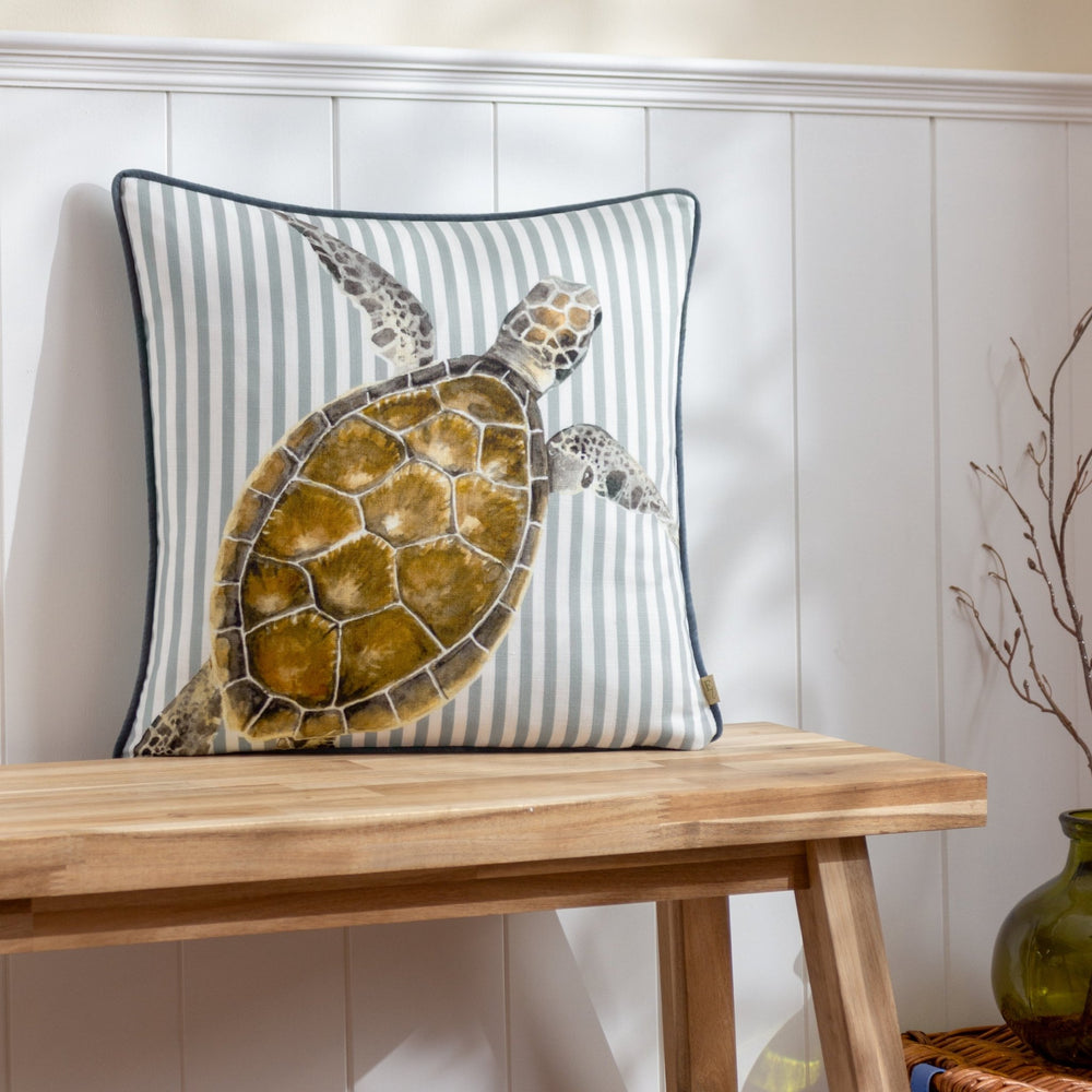 Salcombe Turtle 43x43 Feather Filled Cushion Multi - Canwell Interiors Limited - Riva