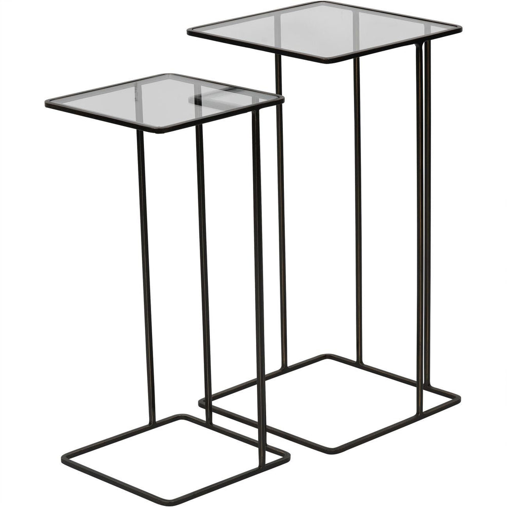 Salzburg Set of 2 Glass and Metal Side Tables in Dark Bronze - XShowhome Limited - Libra