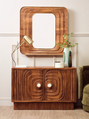 Sangar Mango Wood Carved Wall Mirror - Canwell Interiors Limited - Xshowhome