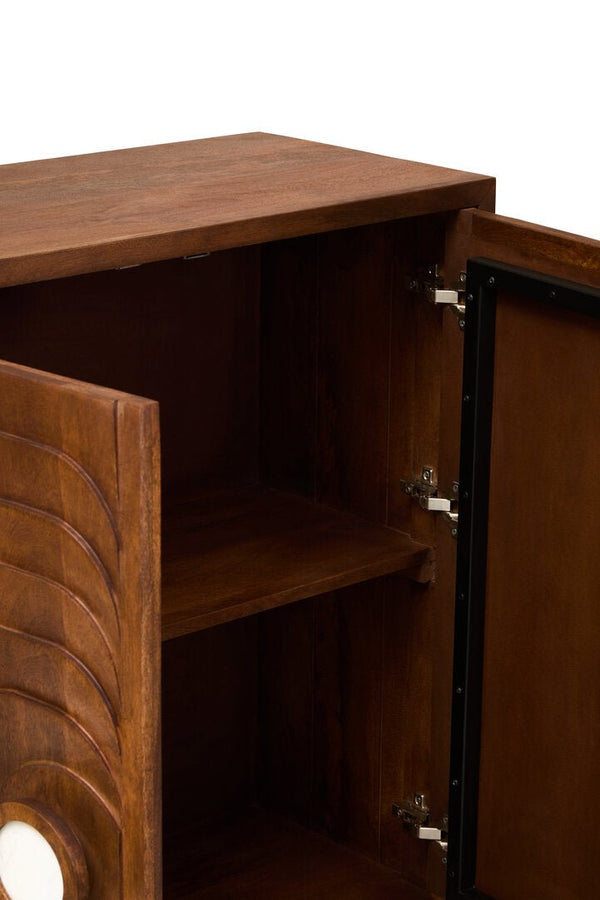 Sangar Two Door Mango Wood Carved Cabinet - Canwell Interiors Limited - Xshowhome
