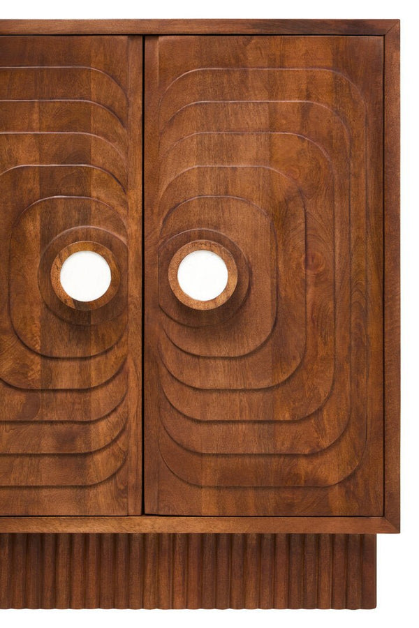 Sangar Two Door Mango Wood Carved Cabinet - Canwell Interiors Limited - Xshowhome