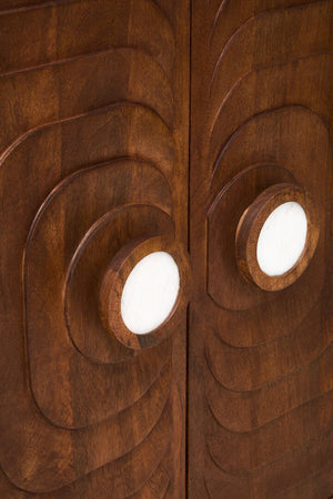 Sangar Two Door Mango Wood Carved Cabinet - Canwell Interiors Limited - Xshowhome