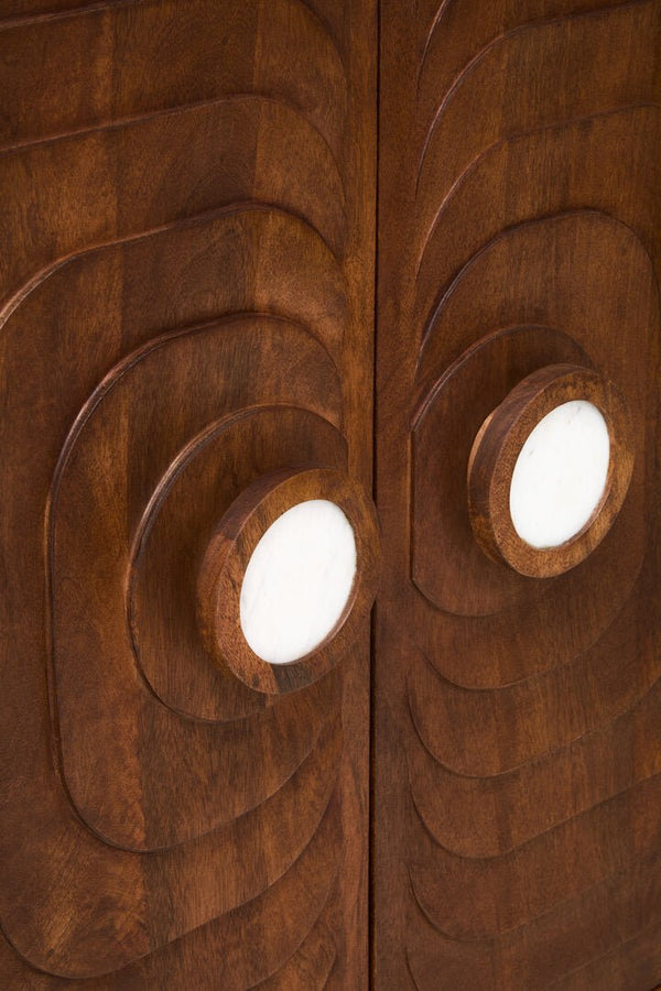 Sangar Two Door Mango Wood Carved Cabinet - Canwell Interiors Limited - Xshowhome