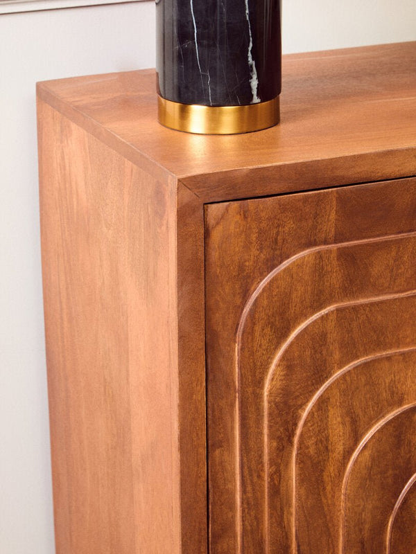 Sangar Two Door Mango Wood Carved Cabinet - Canwell Interiors Limited - Xshowhome