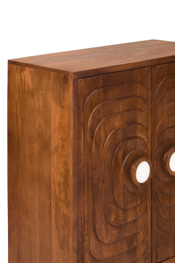 Sangar Two Door Mango Wood Carved Cabinet - Canwell Interiors Limited - Xshowhome