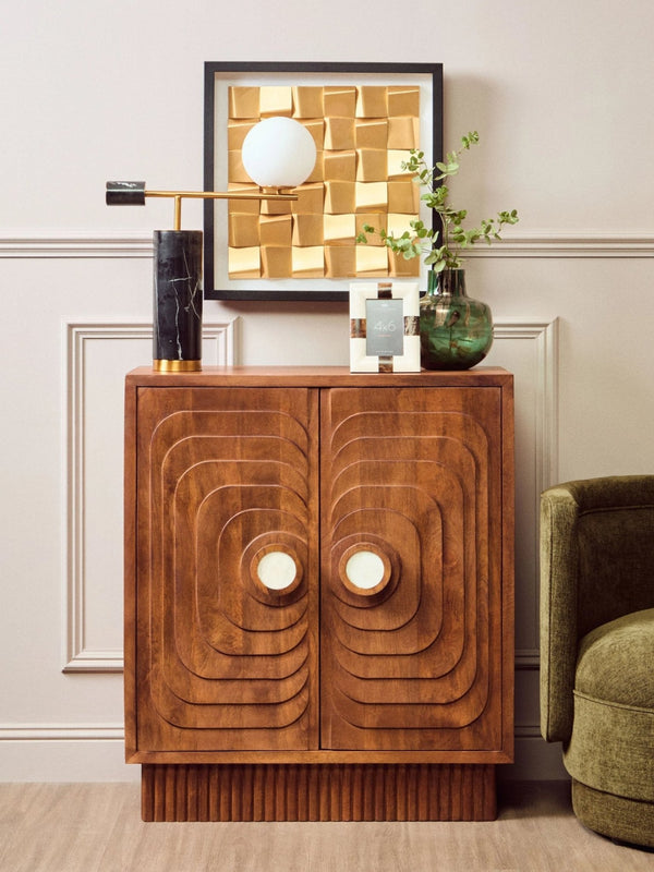 Sangar Two Door Mango Wood Carved Cabinet - XShowhome Limited - Xshowhome