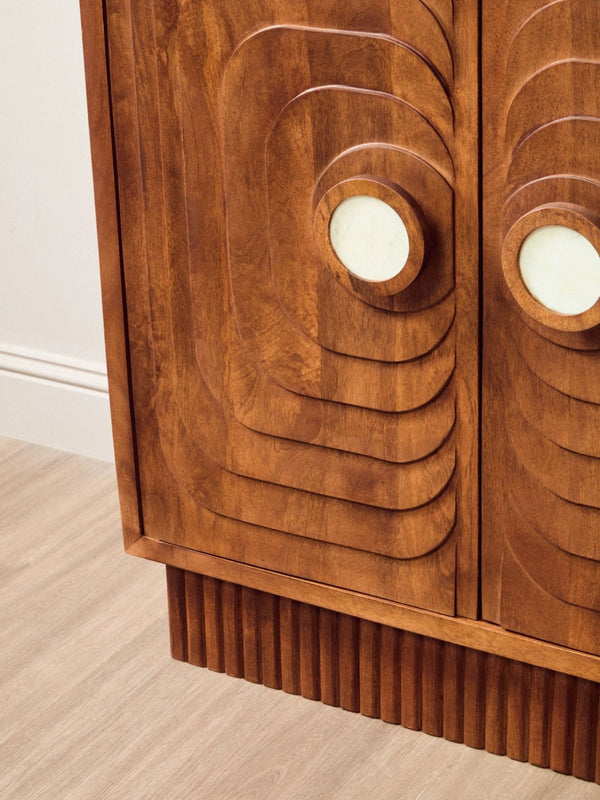 Sangar Two Door Mango Wood Carved Cabinet - XShowhome Limited - Xshowhome