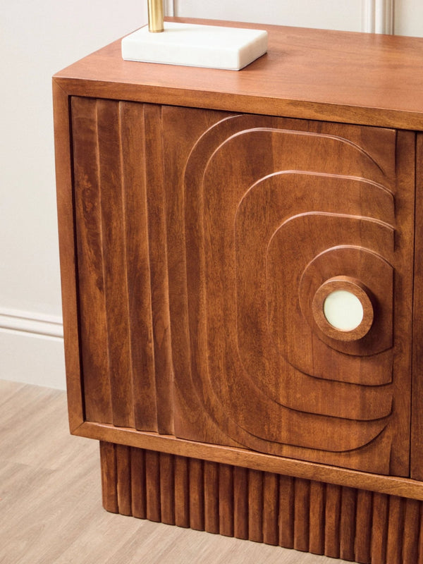 Sangar Two Door Mango Wood Carved Sideboard - XShowhome Limited - Xshowhome