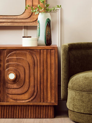 Sangar Two Door Mango Wood Carved Sideboard - XShowhome Limited - Xshowhome