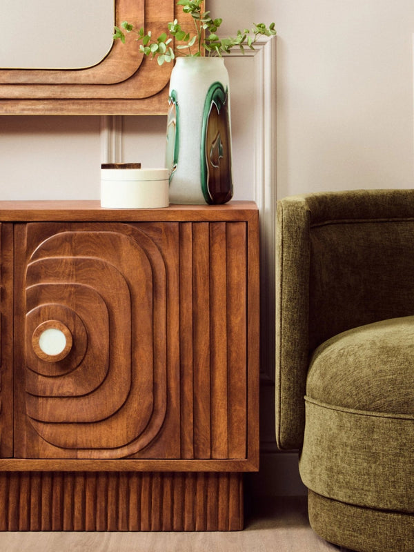 Sangar Two Door Mango Wood Carved Sideboard - XShowhome Limited - Xshowhome