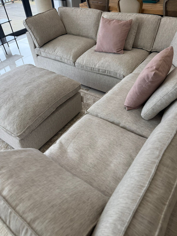 Santorini Sofa Grey Large Corner with Footstool - XShowhome Limited - Xshowhome