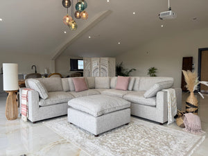 Santorini Sofa Grey Large Corner with Footstool - XShowhome Limited - Xshowhome