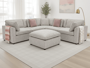 Santorini Sofa Grey Large Corner with Footstool - XShowhome Limited - Xshowhome