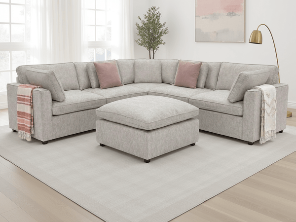 Santorini Sofa Grey Large Corner with Footstool - XShowhome Limited - Xshowhome