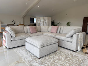 Santorini Sofa Grey Large Corner with Footstool - XShowhome Limited - Xshowhome