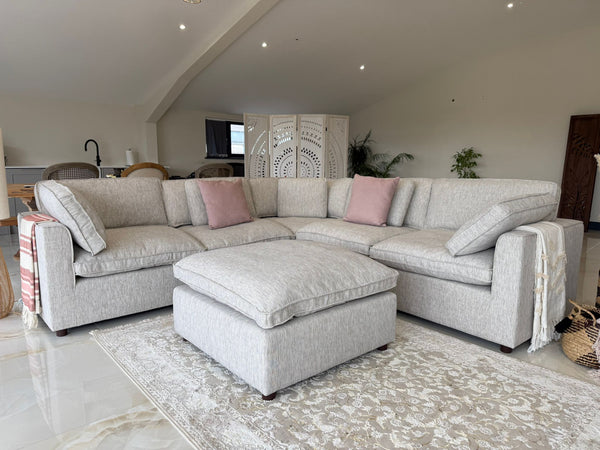 Santorini Sofa Grey Large Corner with Footstool - XShowhome Limited - Xshowhome