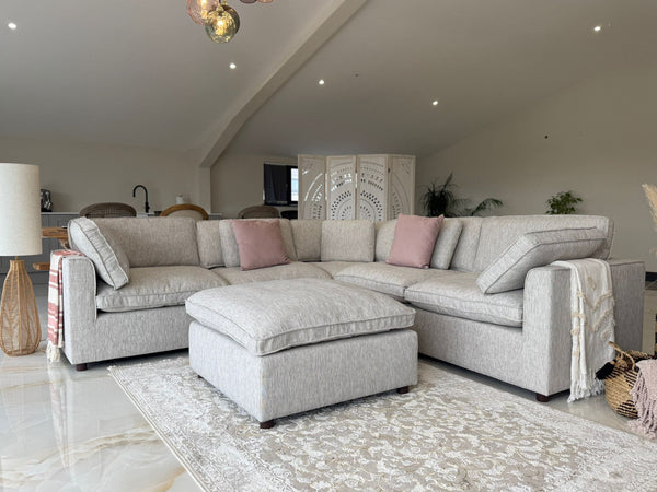 Santorini Sofa Grey Large Corner with Footstool - XShowhome Limited - Xshowhome