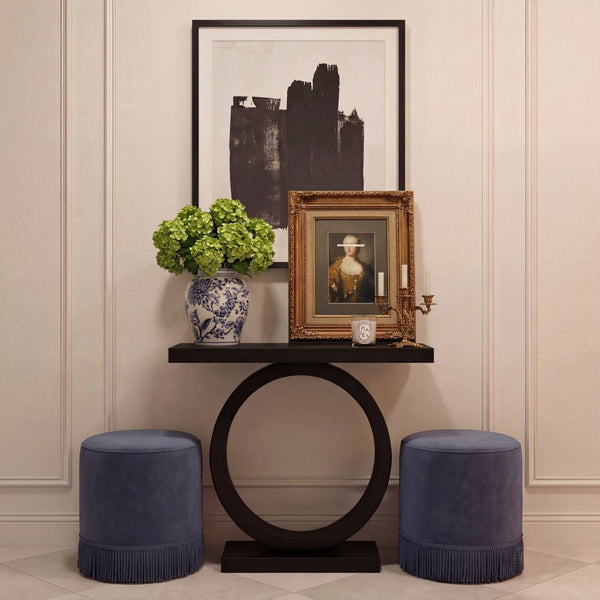 Santos Small French Blue Pouffe - Canwell Interiors Limited - Canwell