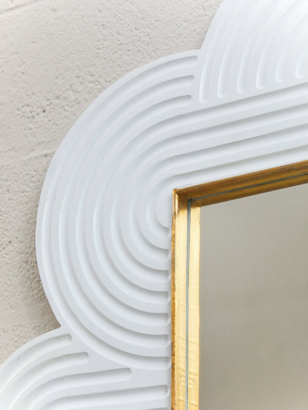 Saras White Finish Mango Wood Wall Mirror - Canwell Interiors Limited - Xshowhome