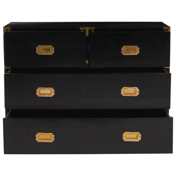 Sarter Four Drawer Black Mango Wood Chest - Canwell Interiors Limited - Xshowhome