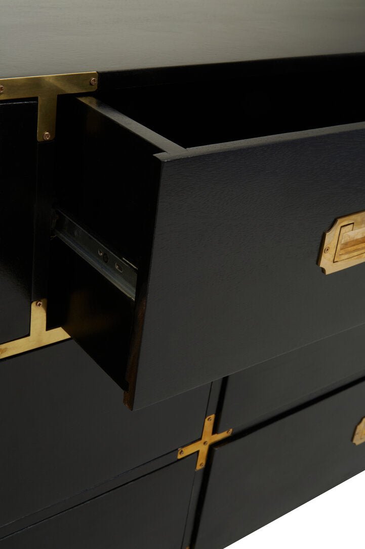 Sarter Seven Drawer Black Mango Wood Chest - Canwell Interiors Limited - Xshowhome