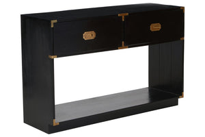Sarter Two Drawer Black Mango Wood Console Table - Canwell Interiors Limited - Xshowhome
