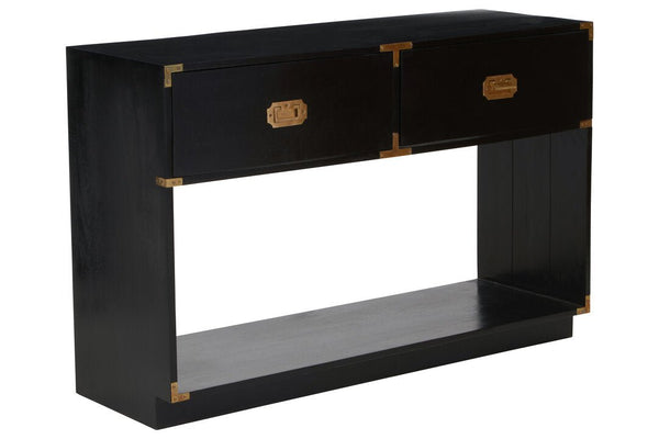 Sarter Two Drawer Black Mango Wood Console Table - Canwell Interiors Limited - Xshowhome