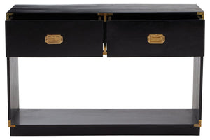 Sarter Two Drawer Black Mango Wood Console Table - Canwell Interiors Limited - Xshowhome