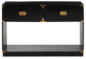 Sarter Two Drawer Black Mango Wood Console Table - Canwell Interiors Limited - Xshowhome