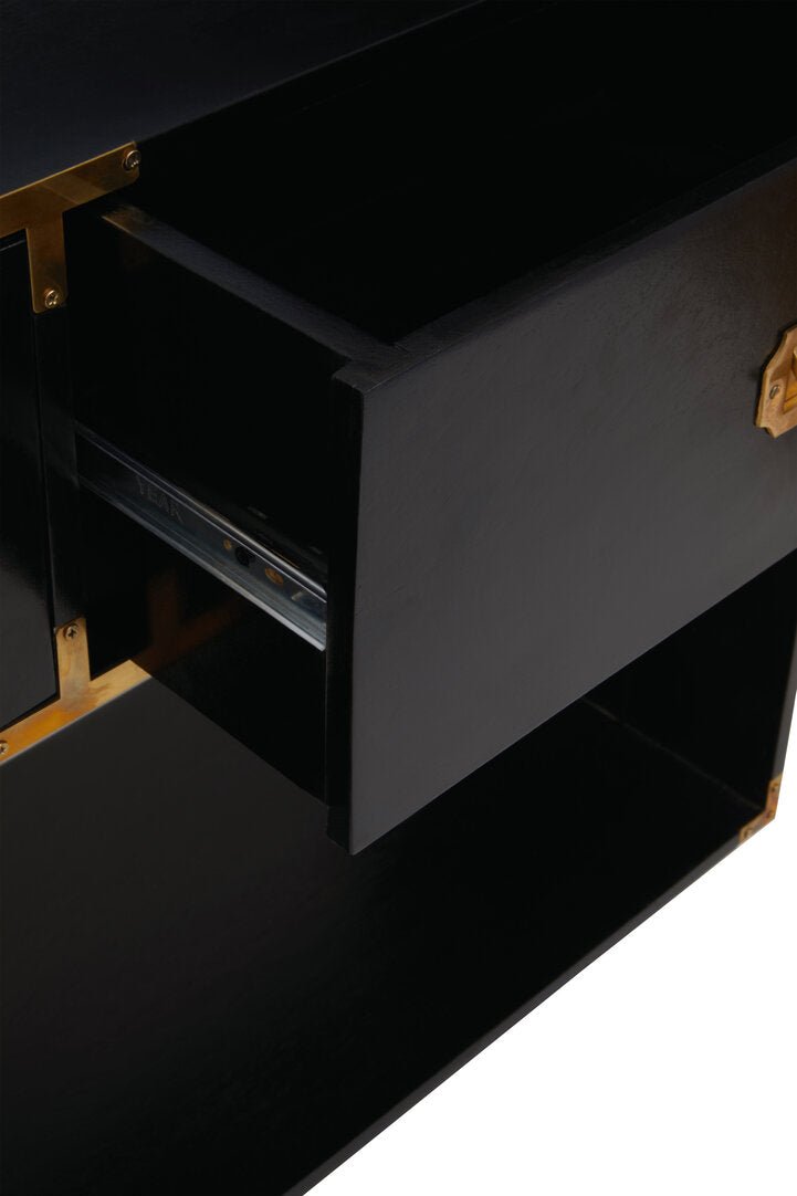 Sarter Two Drawer Black Mango Wood Console Table - Canwell Interiors Limited - Xshowhome