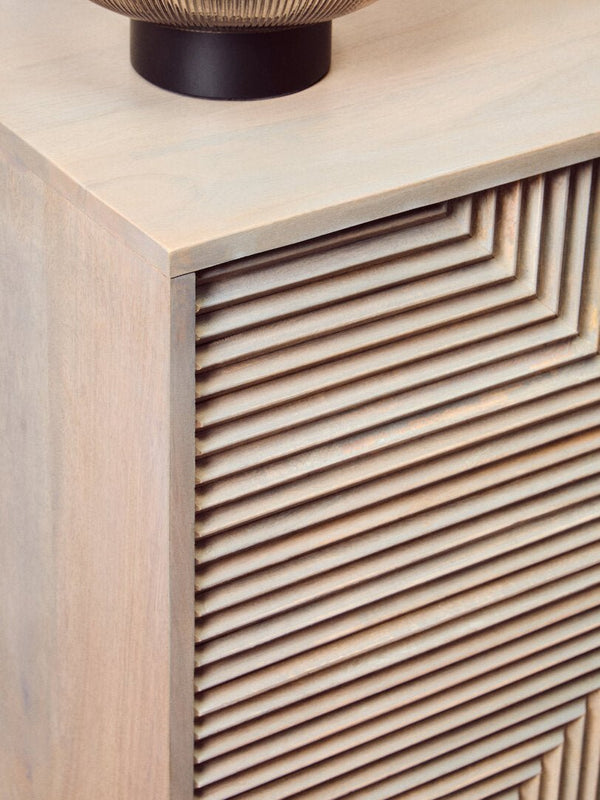Satna Two Door Greywash Carved Mango Wood Sideboard - Canwell Interiors Limited - Xshowhome