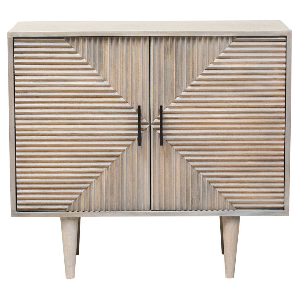 Satna Two Door Greywash Carved Mango Wood Sideboard - Canwell Interiors Limited - Xshowhome