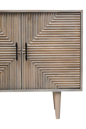 Satna Two Door Greywash Carved Mango Wood Sideboard - Canwell Interiors Limited - Xshowhome