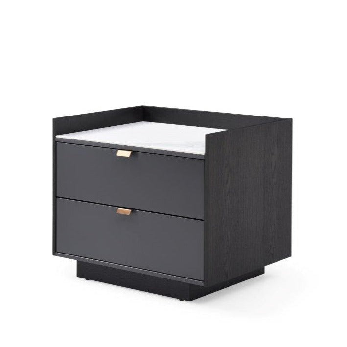 Saviour Bedside Table - White Marble & Anthracite/Grey Wash Oak - XShowhome Limited - Tommy Franks