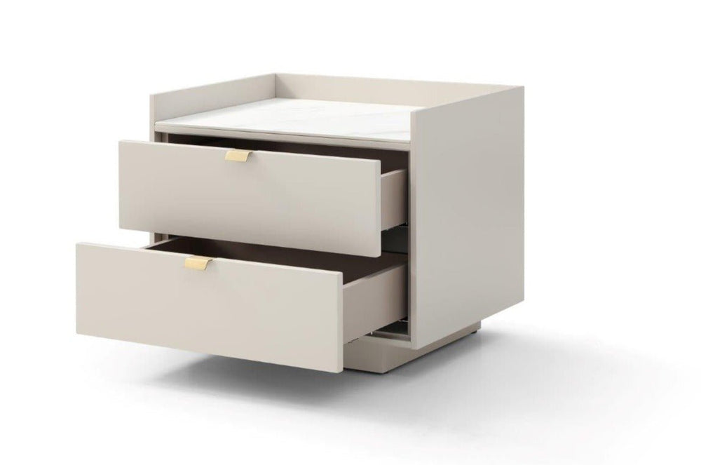 Saviour Bedside Table - White Marble & Beige - XShowhome Limited - Tommy Franks