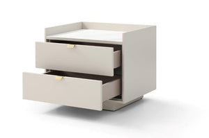 Saviour Bedside Table - White Marble & Beige - Tommy Franks