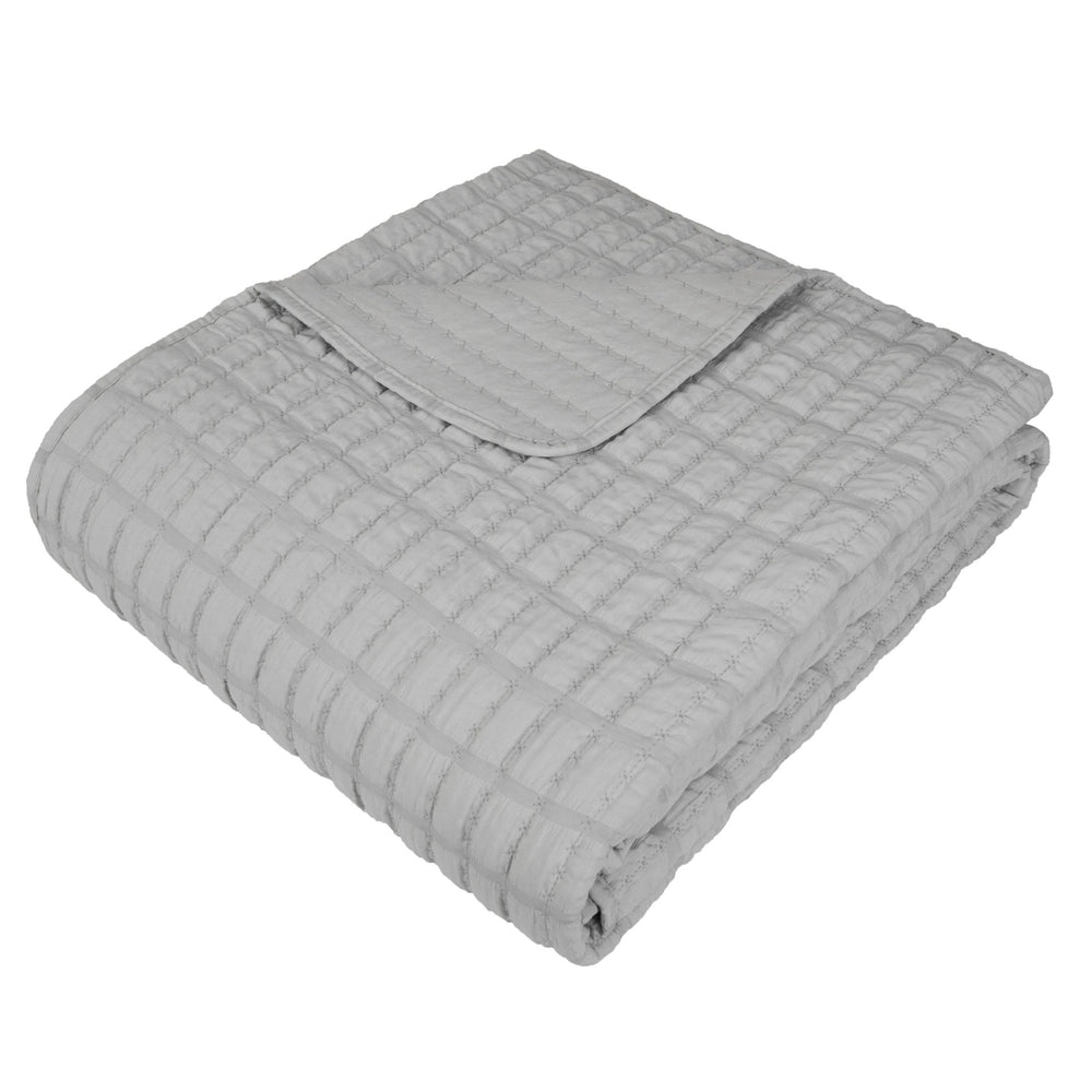 Seersucker Square Quilt Silver 240x260 - Canwell Interiors Limited - Malini