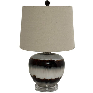 Sepia Shadows Squat Table Lamp With Linen Shade - Canwell Interiors Limited - Hills