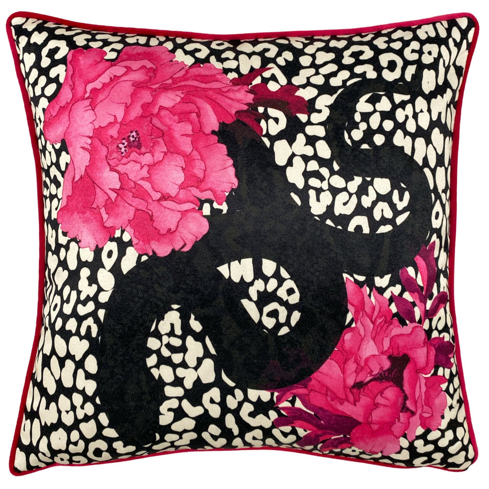Serpentine 43x43 Feather Filled Cushion Black & Ruby - Canwell Interiors Limited - Riva
